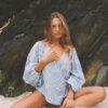 Bare road - Ella wrap top - Blue Gingham