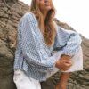 Bare road - Ella wrap top - Blue Gingham - Image 2