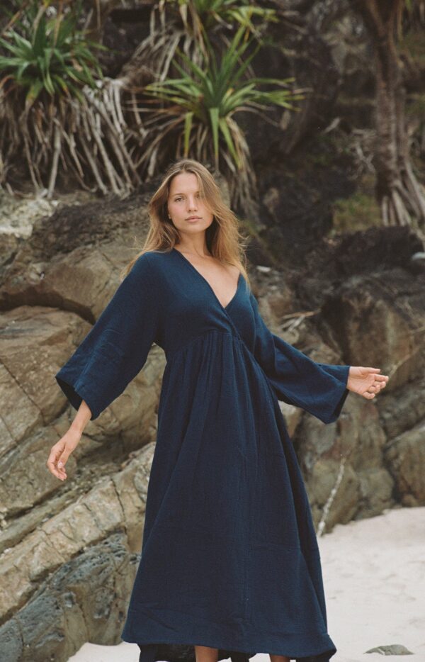 Bare road - Holiday Wrap Dress Navy