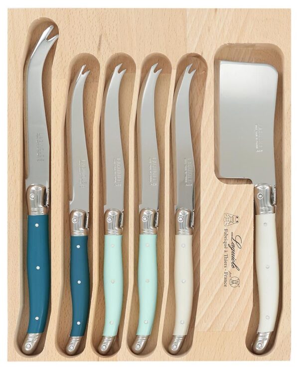 ANDRE VERDIER DEBUTANT CHEESE KNIFE SET 6PCE STAINLESS STEEL/ST TROPEZ/TEAL/MINT/WHITE