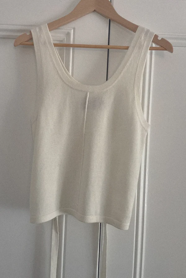 DAWN COTTON CASHMERE KNIT TANK - IVORY - Image 2