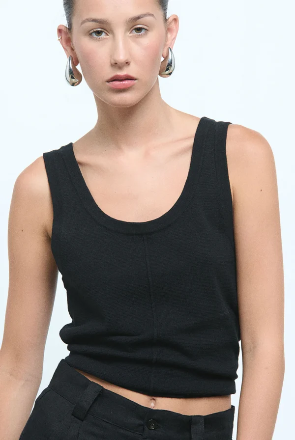 DAWN COTTON CASHMERE KNIT TANK - BLACK - Image 2