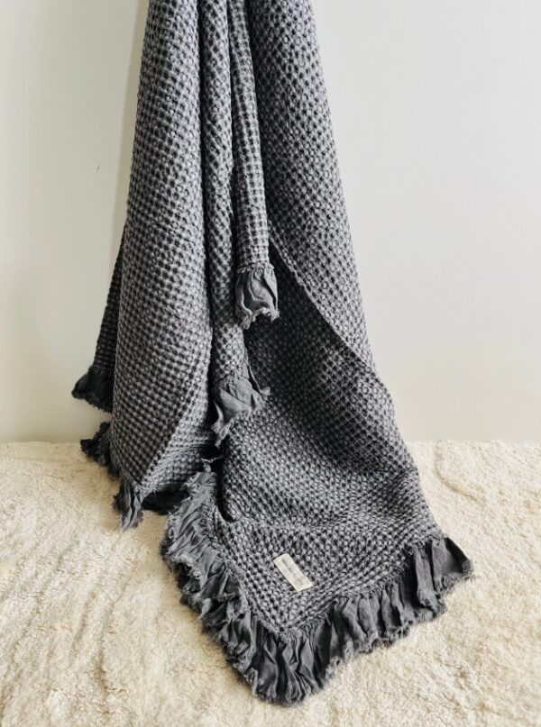 Organic Cotton Rustic Waffle Throw Blanket - Image 2