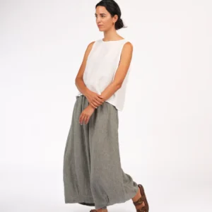 Eadie Linen Pants in Fine Houndstooth