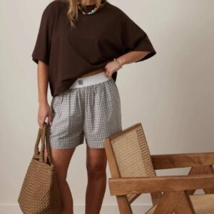 MILA SHORT/WINE CHOC BLUE CHECK