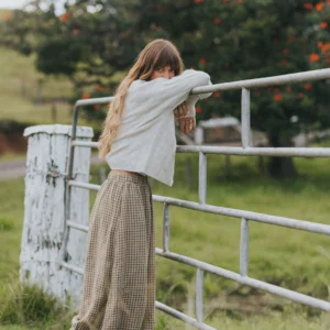 Eadie Gingham Linen Pants – 100% French Linen Relaxed Fit
