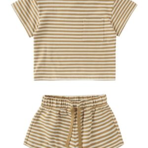 BOXY POCKET TEE + SHORT SET HONEY STRIPE