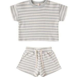 WAFFLE TEE + SHORT SET SKY STRIPE