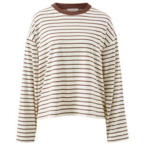 BEAU LONG SLEEVE SLOUCHY TEE/MILK/BRUNETTE BROWN STRIPE