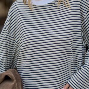 Beau Long Sleeve Slouchy Tee/heritage navy/butter/stone stripe