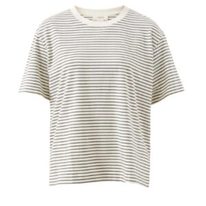 STEVIE SLOUCHY TEE/MILK/PHANTOM FINE STRIPE