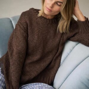 SAGE CHUNKY KNIT CREW/CHOCOLATE