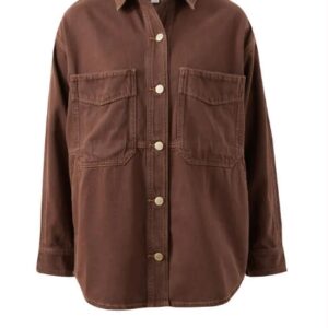 BOBBI SIDE POCKET DENIM SHACKET/CHOCOLATE