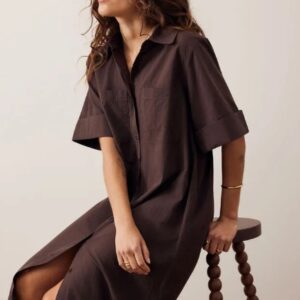 SAMARA MIDI SHIRT DRESS/BITTER CHOC