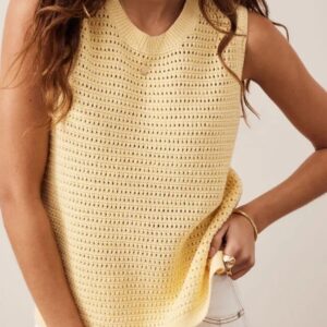 MADDY MESH KNIT TANK/NEW BUTTER