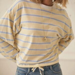 BEAU TIE SLOUCHY TEE/BUTTER/CHINA BLUE STRIPE