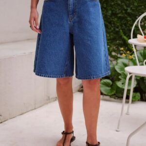 OLIVE BELTED DENIM SHORT/FRESH INDIGO